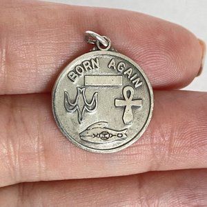 Born Again Medal Pendant Charm Creed Sterling 3/4in